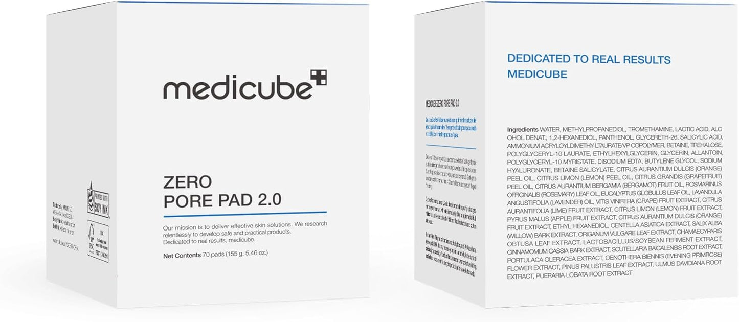 #K-BEAUTY Medicube Zero Pore Pads 2.0, Dual-Textured Facial Toner Pads for Exfoliation and Pore Care