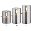 Eywamage Grey Glass Flameless Candles with Remote Battery Operated Flickering LED Pillar Candles Real Wax Wick 3" H 4" 5" 6"